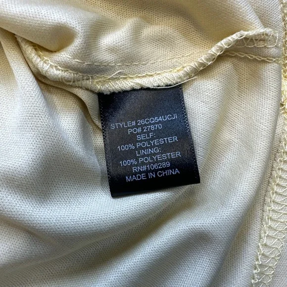 Trixxi Butter Yellow Floral Dress Medium Puff Sleeve Babydoll Sheer Overlay * - Picture 5 of 11